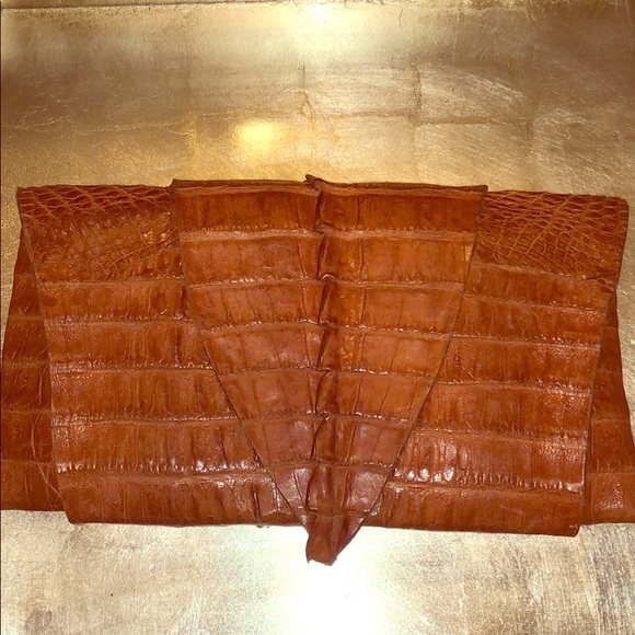 b. romanek Handbags - B. Romanek Orange Crocodile Rockstar Clutch
